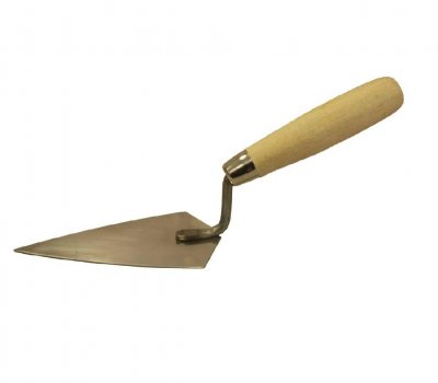Кельма-шпатель 888 штукатурная, заостренная, нержавеющая полированная сталь, деревянная ручкa