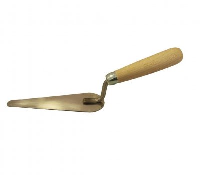 Кельма-шпатель 888 штукатурная, овальная, нержавеющая полированная сталь, деревянная ручкa